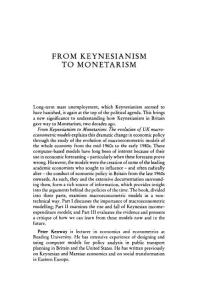 From Keynesianism to Monetarism : The Evolution of UK Macroeconometric Models