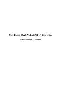 Conflict Management in Nigeria : Issues and Challenges