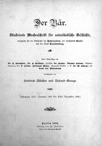 Der Bär. Illustrierte Wochenschrift für vaterländische Geschichte