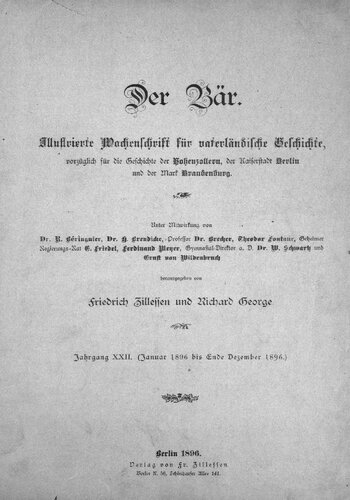 Der Bär. Illustrierte Wochenschrift für vaterländische Geschichte