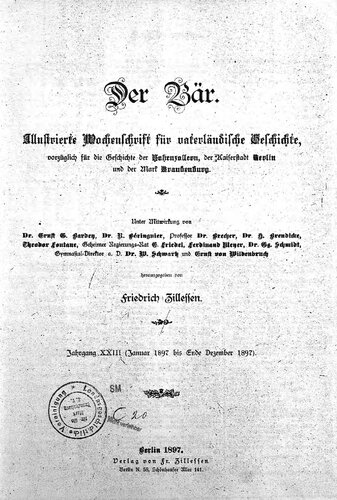 Der Bär. Illustrierte Wochenschrift für vaterländische Geschichte