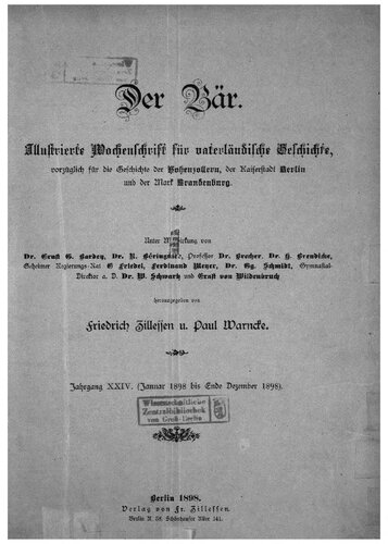 Der Bär. Illustrierte Wochenschrift für vaterländische Geschichte