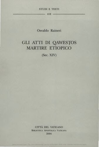 Gli atti di Qawestos martire etiopico (sec. XIV)