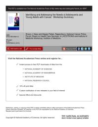 Identifying and Addressing the Needs of Adolescents and Young Adults with Cancer : Workshop Summary