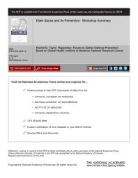 Elder Abuse and Its Prevention : Workshop Summary