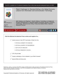 Patent Challenges for Standard-Setting in the Global Economy : Lessons from Information and Communications Technology