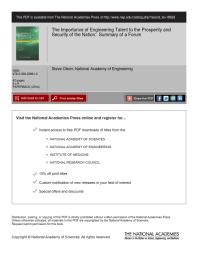 The Importance of Engineering Talent to the Prosperity and Security of the Nation : Summary of a Forum
