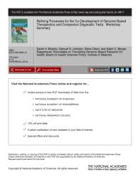 Refining Processes for the Co-Development of Genome-Based Therapeutics and Companion Diagnostic Tests : Workshop Summary