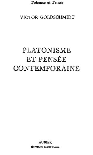 Platonisme et pensée contemporaine