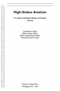 High-Stakes Aviation : U. S. -Japan Technology Linkages in Transport Aircraft