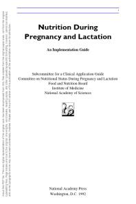Nutrition During Pregnancy and Lactation : An Implementation Guide