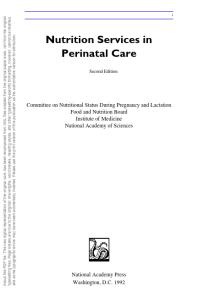 Nutrition Services in Perinatal Care : Second Edition