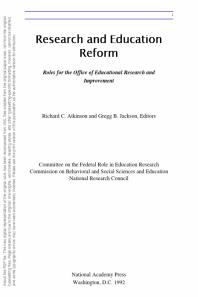 Research and Education Reform : Roles for the Office of Educational Research and Improvement