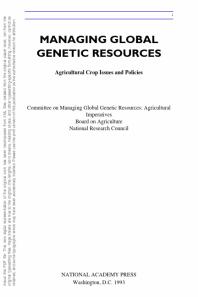 Managing Global Genetic Resources : Agricultural Crop Issues and Policies