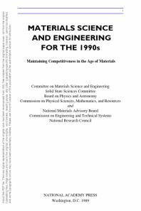 Materials Science and Engineering for The 1990s : Maintaining Competitiveness in the Age of Materials