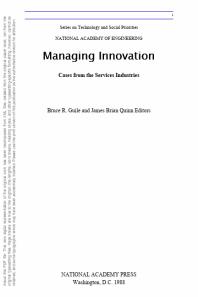 Managing Innovation : Cases from the Services Industries
