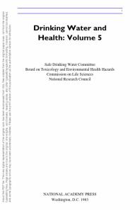 Drinking Water and Health, : Volume 5