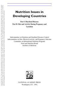 Nutrition Issues in Developing Countries : Part I: Diarrheal Diseases, Part II: Diet and Activity During Pregnancy and Lactation