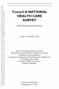 Toward a National Health Care Survey : A Data System for the 21st Century