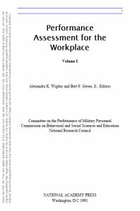 Performance Assessment for the Workplace : Volume I