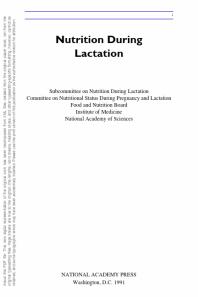 Nutrition During Lactation