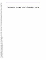 The Lessons and the Legacy of the Pew Health Policy Program