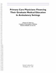 Primary Care Physicians : Financing Their Graduate Medical Education in Ambulatory Settings