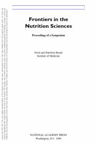 Frontiers in the Nutrition Sciences : Proceedings of a Symposium