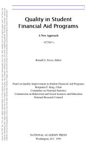 Quality in Student Financial Aid Programs : A New Approach