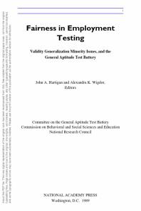 Fairness in Employment Testing : Validity Generalization, Minority Issues, and the General Aptitude Test Battery
