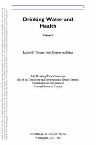 Drinking Water and Health, : Volume 6