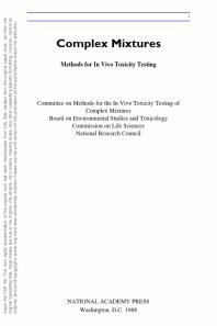 Complex Mixtures : Methods for in Vivo Toxicity Testing