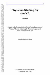 Physician Staffing for the VA : Volume I