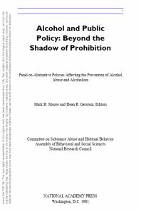 Alcohol and Public Policy : Beyond the Shadow of Prohibition