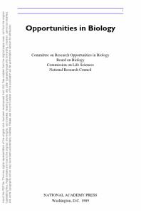 Opportunities in Biology
