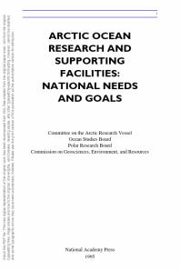 Arctic Ocean Research and Supporting Facilities : National Needs and Goals