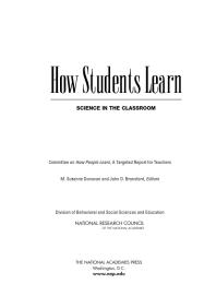 How Students Learn : Science in the Classroom