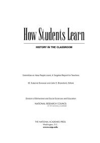 How Students Learn : History in the Classroom