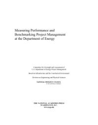 Measuring Performance and Benchmarking Project Management at the Department of Energy