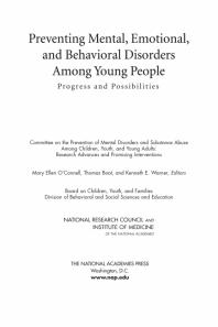 Preventing Mental, Emotional, and Behavioral Disorders among Young People : Progress and Possibilities