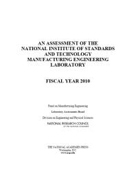 An Assessment of the National Institute of Standards and Technology Manufacturing Engineering Laboratory : Fiscal Year 2010