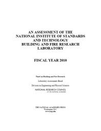An Assessment of the National Institute of Standards and Technology Building and Fire Research Laboratory : Fiscal Year 2010