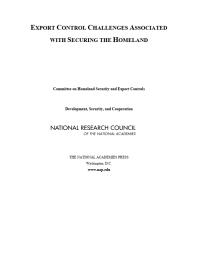 Export Control Challenges Associated with Securing the Homeland