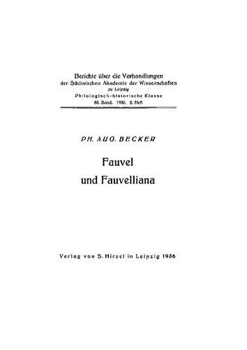Fauvel und Fauvelliana