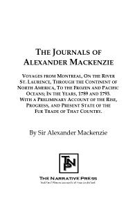 Journals of Alexander Mackenzie : Exploring Across Canada in 1789 and 1793