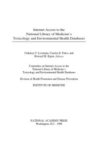 Internet Access to the National Library of Medicine's Toxicology and Environmental Health Databases
