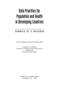 Data Priorities for Population and Health in Developing Countries : Summary of a Workshop