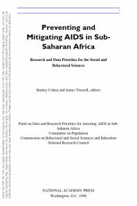 Preventing and Mitigating AIDS in Sub-Saharan Africa : Research and Data Priorities for the Social and Behavioral Sciences