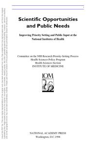 Scientific Opportunities and Public Needs : Improving Priority Setting and Public Input at the National Institutes of Health