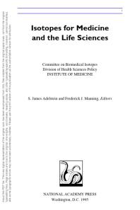 Isotopes for Medicine and the Life Sciences